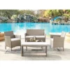 5 Piece Rattan Garden Lounge Set Outdoor Patio With Bench & Table , Grey