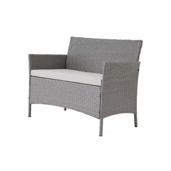 5 Piece Rattan Garden Lounge Set Outdoor Patio With Bench & Table , Grey -Outsunny Garden Zone 5 piece rattan garden lounge set outdoor patio with bench table grey5060678409487 03c MP