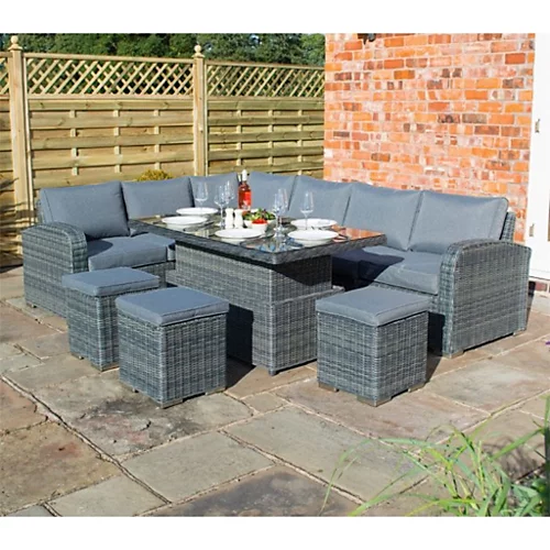 5 Seater Grey Weave Corner Dining Set 1 5 Seater Grey Weave Corner Dining Set