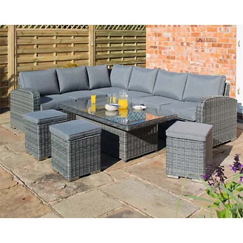 5 Seater Grey Weave Corner Dining Set 2 5 Seater Grey Weave Corner Dining Set - Image 2