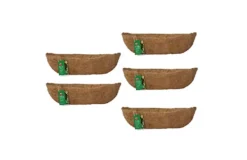 5 X Natural Coco Wall Trough Liner Cupped Shaped Coco Liner For A 24 Inch Wall Trough Basket