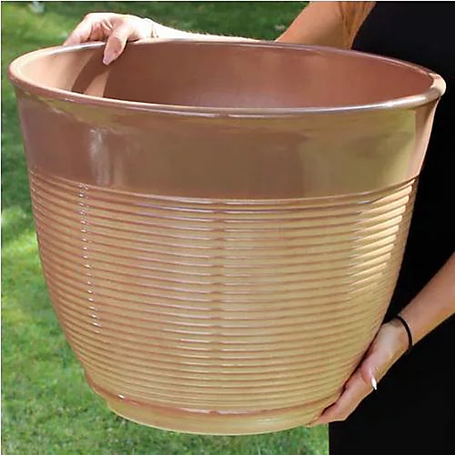 50 X 39cm Large Glazed Ceramic Effect Plastic Decorative Garden Plant Pot Planter 2 50 X 39cm Large Glazed Ceramic Effect Plastic Decorative Garden Plant Pot Planter - Image 2