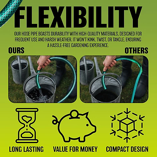 50M Garden Hose Pipe Reel Reinforced Tough 50 Metre Outdoor Hosepipe Green New 4 50M Garden Hose Pipe Reel Reinforced Tough 50 Metre Outdoor Hosepipe Green New - Image 4