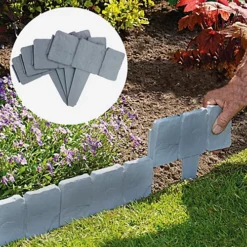 5m Grey Stone Effect Lawn Edging Garden Plant Flower Bed Border - Pukkr -Outsunny Garden Zone 5m grey stone effect lawn edging garden plant flower bed border pukkr5055884519587 03c MP