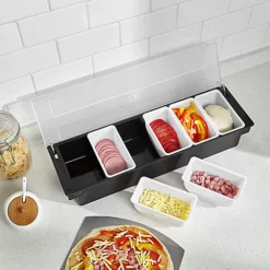 6 Compartment Tray For Pizza Toppings - Black Picking Pizza Oven Station 6 6 Compartment Tray For Pizza Toppings - Black Picking Pizza Oven Station -Outsunny Garden Zone 6 compartment tray for pizza toppings black picking pizza oven station5060379019619 03c MP