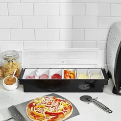 6 Compartment Tray For Pizza Toppings - Black Picking Pizza Oven Station 7 6 Compartment Tray For Pizza Toppings - Black Picking Pizza Oven Station -Outsunny Garden Zone 6 compartment tray for pizza toppings black picking pizza oven station5060379019619 04c MP