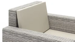 6 Piece Grey Rattan Sofa Garden Lounge Set Black Glass Topped Coffee Side Table 2 Seater 3 Seater Armchairs Beige Cushions -Outsunny Garden Zone 6 piece grey rattan sofa garden lounge set black glass topped coffee side table 2 seater 3 seater armchairs beige cushions5060678405700 04c MP