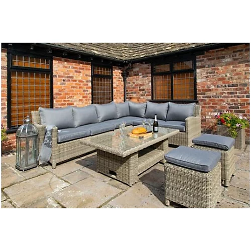 6 Seater Garden Furniture Set - 7 Piece Deluxe Modular Corner Dining / Lounging Set 2 Piece - Sofa Set + Height Adjustable Table 2 6 Seater Garden Furniture Set - 7 Piece Deluxe Modular Corner Dining / Lounging Set 2 Piece - Sofa Set + Height Adjustable Table - Image 2