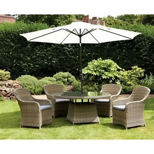 6 Seater Garden Furniture Set - 7 Piece - Deluxe Rattan Round Imperial Dining Set - 110cm Table With 6 Chairs Includes Cushions 1 6 Seater Garden Furniture Set - 7 Piece - Deluxe Rattan Round Imperial Dining Set - 110cm Table With 6 Chairs Includes Cushions