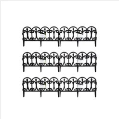 6 X 23cm 4 Piece Black Ornate Garden Border Fence Edging