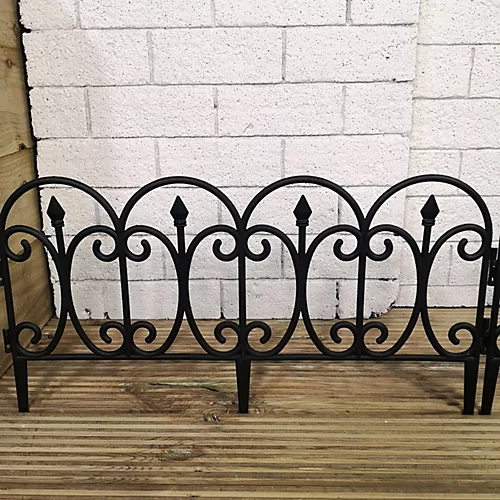6 X 23cm 4 Piece Black Ornate Garden Border Fence Edging 4 6 X 23cm 4 Piece Black Ornate Garden Border Fence Edging - Image 4