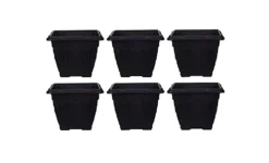 6 X 30cm Square Venetian Pot Decorative Plastic Garden Flower Planter Black