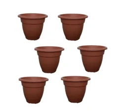 6 X 55cm Terracotta Colour Round Bell Plant Pot Flower Planter Plastic