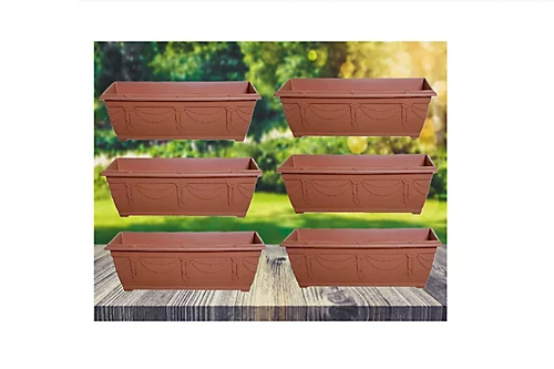6 X 60cm Slim Plastic Venetian Window Box Trough Planter Pot Terracotta Colour 2 6 X 60cm Slim Plastic Venetian Window Box Trough Planter Pot Terracotta Colour - Image 2