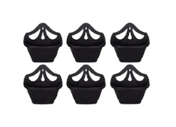 6 X Small 31cm Venetian Wall Planter Basket Garden Pot Plastic Black Colour