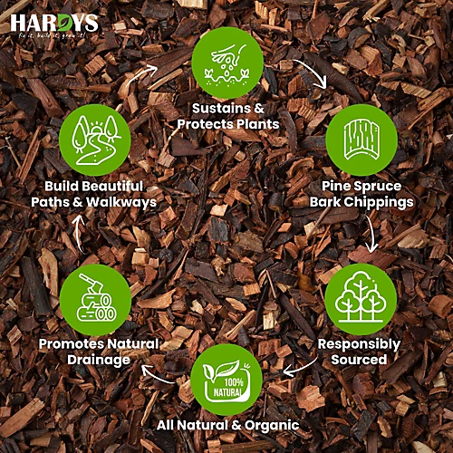 75L Decorative Wood Bark Chippings Mulch Garden Landscaping Play Area Woodchip 4 75L Decorative Wood Bark Chippings Mulch Garden Landscaping Play Area Woodchip - Image 4