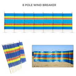 8 Pole Wind Breaker Sun Shade Multicoloured -Outsunny Garden Zone 8 pole wind breaker sun shade multicoloured5033849396152 03c MP