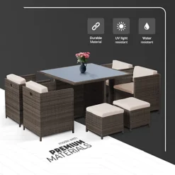 9pc Rattan Garden Furniture Set -Outsunny Garden Zone 9pc rattan garden furniture set5056475400390 03c MP