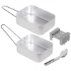 Aluminium Camping Hiking Cook Set Mess Tin Stove Fuel Portable Cooking Pan Kit