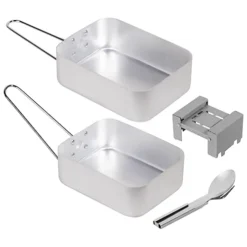 Aluminium Camping Hiking Cook Set Mess Tin Stove Fuel Portable Cooking Pan Kit