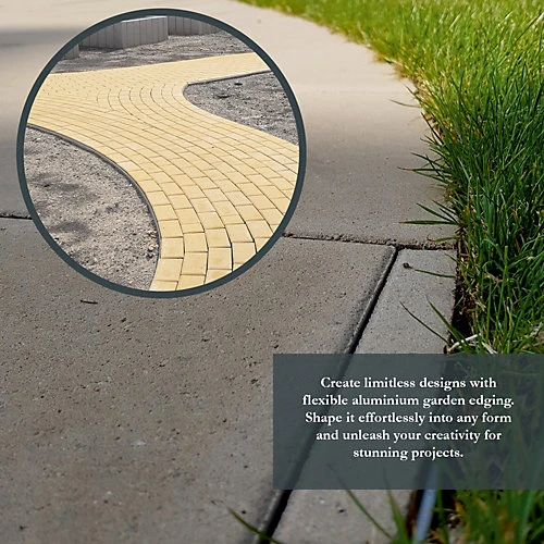 Alusthetic Aluminium 2m Garden Edging Strip - Flexible Border Edge For Gravel, Stone Paving And Grass - 150mm Height - Pack Of 30 4 Alusthetic Aluminium 2m Garden Edging Strip - Flexible Border Edge For Gravel, Stone Paving And Grass - 150mm Height - Pack Of 30 - Image 4