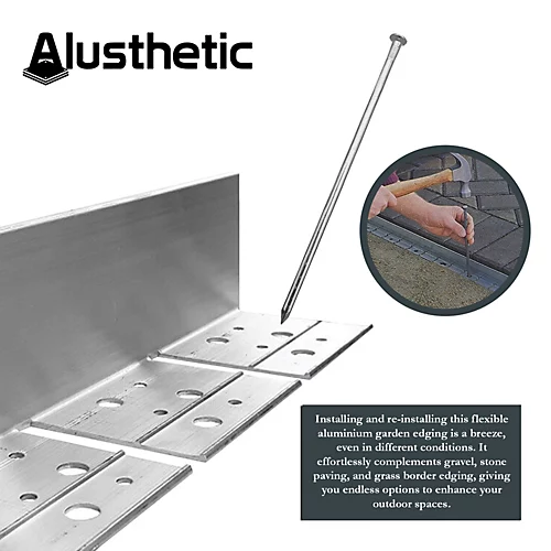 Alusthetic Aluminium Flexible Edge Securing Pin - 250mm Long Earth Nail For Metal Lawn Edging - Pack Of 20 2 Alusthetic Aluminium Flexible Edge Securing Pin - 250mm Long Earth Nail For Metal Lawn Edging - Pack Of 20 - Image 2