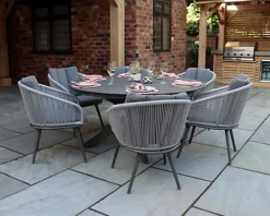 Aspen 6 Seater Rope Chair Spraystone Dining Set -Outsunny Garden Zone aspen 6 seater rope chair spraystone dining set5020125297760 04c MP