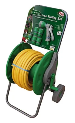 Assembled 25m Reinforced Garden Hose Pipe Trolley Set