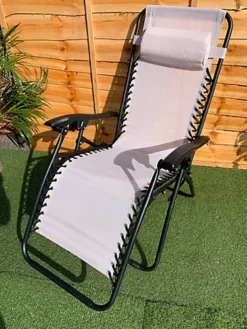 Beige Zero Gravity Chair Lounger -Outsunny Garden Zone beige zero gravity chair lounger5017193335562 04c MP