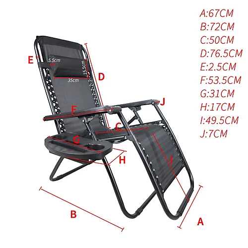 Birchtree Folding Reclining Garden Patio Chair Sun Lounger Recliner Zero Gravity Set Of 2 With Cup Holder Cushion BT-SR03 Black 4 Birchtree Folding Reclining Garden Patio Chair Sun Lounger Recliner Zero Gravity Set Of 2 With Cup Holder Cushion BT-SR03 Black - Image 4