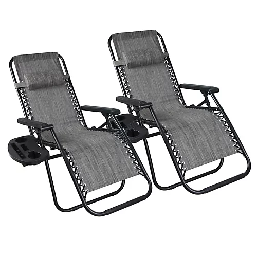 Birchtree Folding Reclining Garden Patio Chair Sun Lounger Recliner Zero Gravity Set Of 2 With Cup Holder Cushion BT-SR03 Grey 1 Birchtree Folding Reclining Garden Patio Chair Sun Lounger Recliner Zero Gravity Set Of 2 With Cup Holder Cushion BT-SR03 Grey