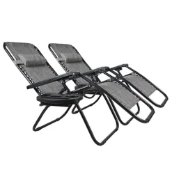 Birchtree Folding Reclining Garden Patio Chair Sun Lounger Recliner Zero Gravity Set Of 2 With Cup Holder Cushion BT-SR03 Grey 6 Birchtree Folding Reclining Garden Patio Chair Sun Lounger Recliner Zero Gravity Set Of 2 With Cup Holder Cushion BT-SR03 Grey -Outsunny Garden Zone birchtree folding reclining garden patio chair sun lounger recliner zero gravity set of 2 with cup holder cushion bt sr03 grey5055418340069 03c MP