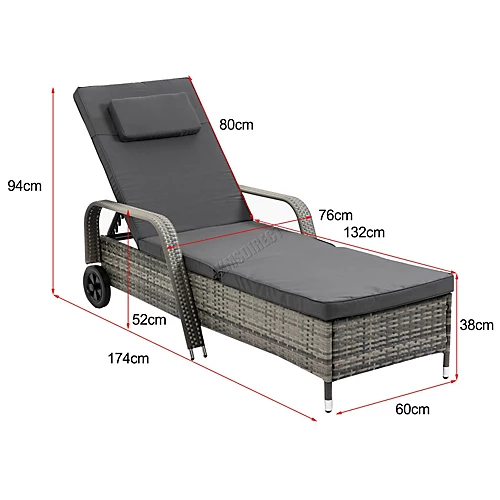 Birchtree Rattan Day Chair Recliner Sun Bed Lounger Wicker Outdoor Garden Furniture Terrace Patio SRL01 Grey 2 Birchtree Rattan Day Chair Recliner Sun Bed Lounger Wicker Outdoor Garden Furniture Terrace Patio SRL01 Grey - Image 2