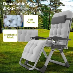 BIRCHTREE Sun Recliner With Cushion Foldable Chair Patio Garden Beach Grey -Outsunny Garden Zone birchtree sun recliner with cushion foldable chair patio garden beach grey5055418342056 03c MP