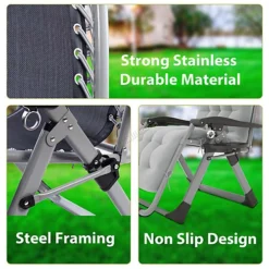 BIRCHTREE Sun Recliner With Cushion Foldable Chair Patio Garden Beach Grey -Outsunny Garden Zone birchtree sun recliner with cushion foldable chair patio garden beach grey5055418342056 04c MP