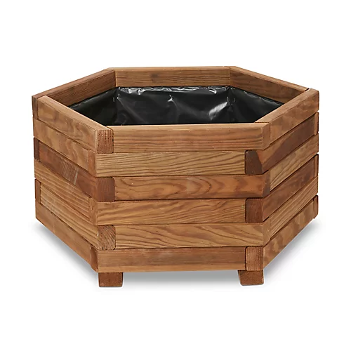 Blooma Bopha Brown Wooden Hexagonal Planter 1 Blooma Bopha Brown Wooden Hexagonal Planter