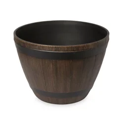 Blooma Lule Wood Effect Plastic Round Plant Pot (Dia)52cm