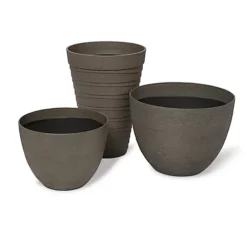Blooma Momoka Grey Stone Effect Plastic Circular Plant Pot (Dia)50cm