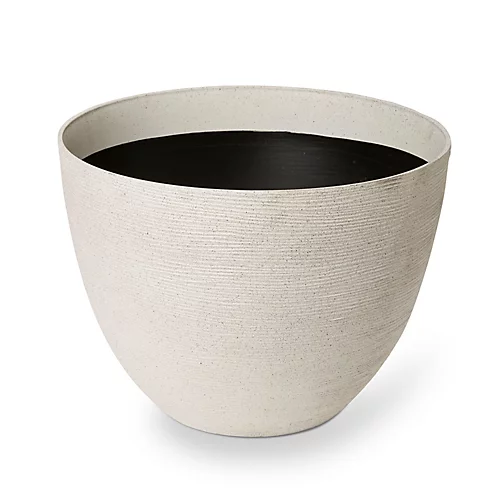 Blooma Momoka Taupe Stone Effect Plastic Circular Plant Pot (Dia)40cm 1 Blooma Momoka Taupe Stone Effect Plastic Circular Plant Pot (Dia)40cm