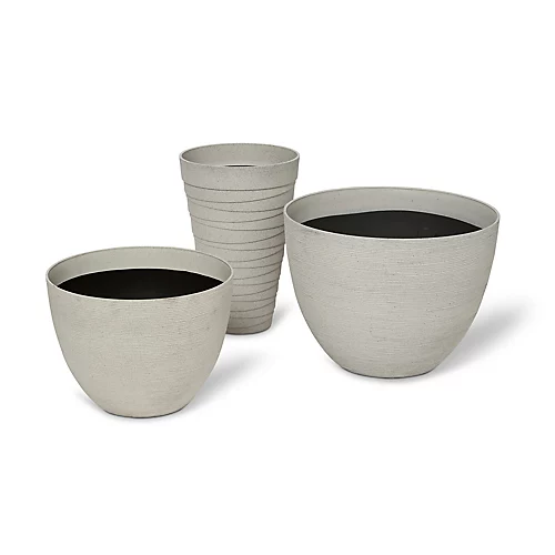Blooma Momoka Taupe Stone Effect Plastic Circular Plant Pot (Dia)40cm 2 Blooma Momoka Taupe Stone Effect Plastic Circular Plant Pot (Dia)40cm - Image 2