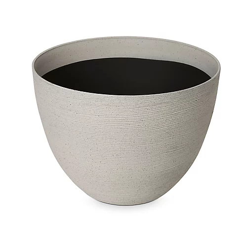 Blooma Momoka Taupe Stone Effect Plastic Circular Plant Pot (Dia)50cm 1 Blooma Momoka Taupe Stone Effect Plastic Circular Plant Pot (Dia)50cm