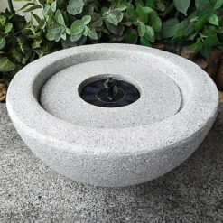 Bowl Stone Solar Water Feature - Light Grey -Outsunny Garden Zone bowl stone solar water feature light grey5056035517209 03c MP
