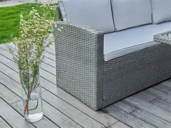 Cairo Rattan Corner Group Garden Furniture Set Outdoor Dining Table Sofa Stool Set, Grey -Outsunny Garden Zone cairo rattan corner group garden furniture set outdoor dining table sofa stool set grey5060678408176 03c MP