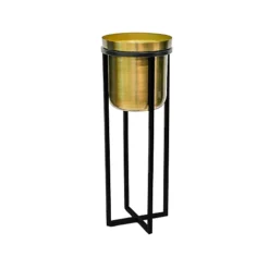Calla Planter & Stand Black/Antique Gold H58CM D22CM 6 Calla Planter & Stand Black/Antique Gold H58CM D22CM -Outsunny Garden Zone calla planter stand black antique gold h58cm d22cm5055352850877 03c MP