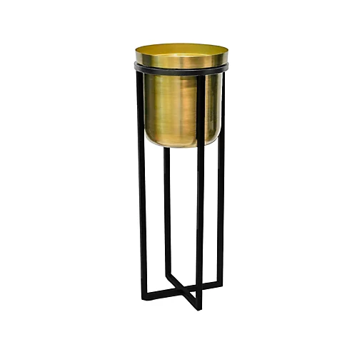 Calla Planter & Stand Black/Antique Gold H58CM D22CM 3 Calla Planter & Stand Black/Antique Gold H58CM D22CM - Image 3