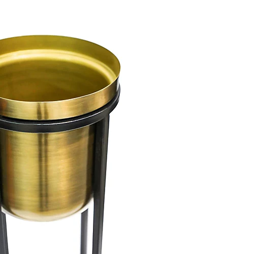 Calla Planter & Stand Black/Antique Gold H58CM D22CM 4 Calla Planter & Stand Black/Antique Gold H58CM D22CM - Image 4