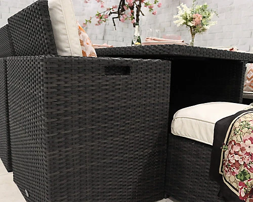 CANNES Ebony Black Deluxe 10 Seater Cube Set 2 CANNES Ebony Black Deluxe 10 Seater Cube Set - Image 2