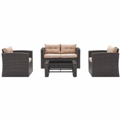 Carmen 4 Piece Outdoor Sofa Rattan Garden Set Loveseat Armchairs Black Topped Coffee Table 6 Carmen 4 Piece Outdoor Sofa Rattan Garden Set Loveseat Armchairs Black Topped Coffee Table -Outsunny Garden Zone carmen 4 piece outdoor sofa rattan garden set loveseat armchairs black topped coffee table5056546200850 03c MP