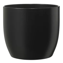 Ceramic Matt Black Indoor Plant Pot. No Drainage Holes. H18 X W19 Cm