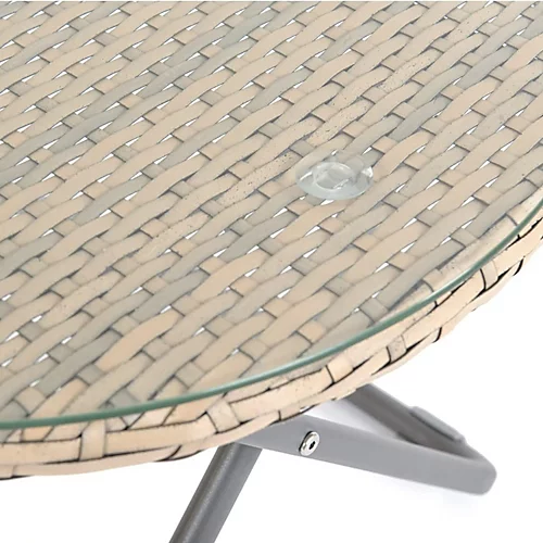 Clay Rattan Bistro Set & Coffee Table - 2 Seat Grey/Brown Patio Garden Furniture 4 Clay Rattan Bistro Set & Coffee Table - 2 Seat Grey/Brown Patio Garden Furniture - Image 4